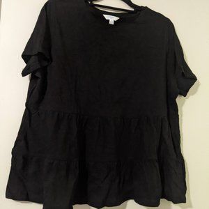 Time & Tru Black Tiered/Peplum Top
